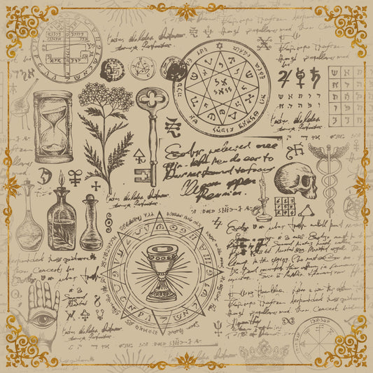 Lenormand / Tapis de Tarot Beige Cuisine de Sorcière