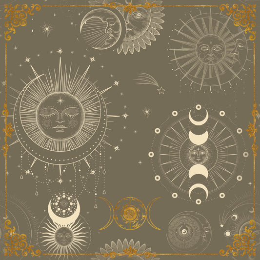 Lenormand / Tarot Tissu Symboles Soleil-Lune