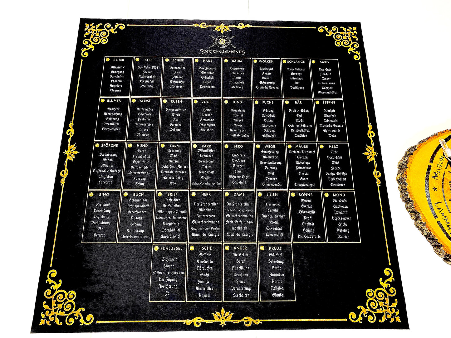 Lenormand Häuserschablone 8er Tafel Tuch 60x60 cm