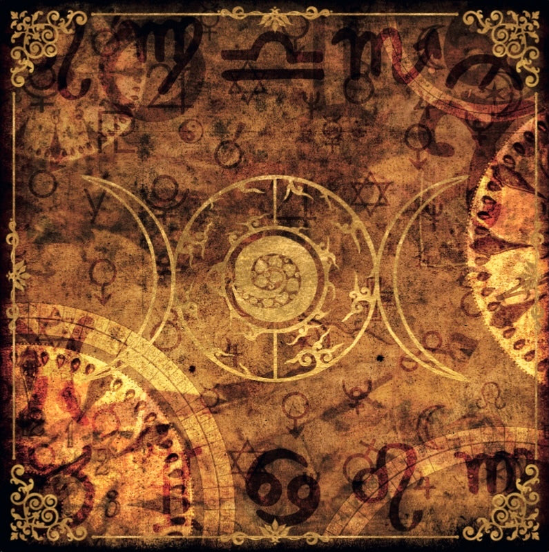 Lenormand / Tarot Tuch Mystic-Clock Sand-Gold