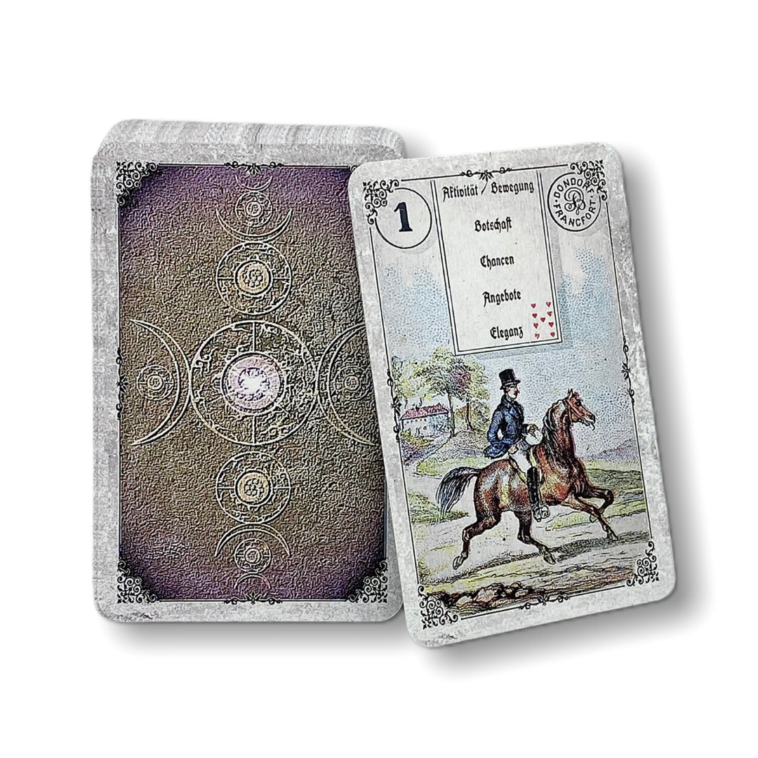 Dondorf Lenormand cards / New Vintage Spirit with interpretive keywords, white-grey, 1910 / B-grade item