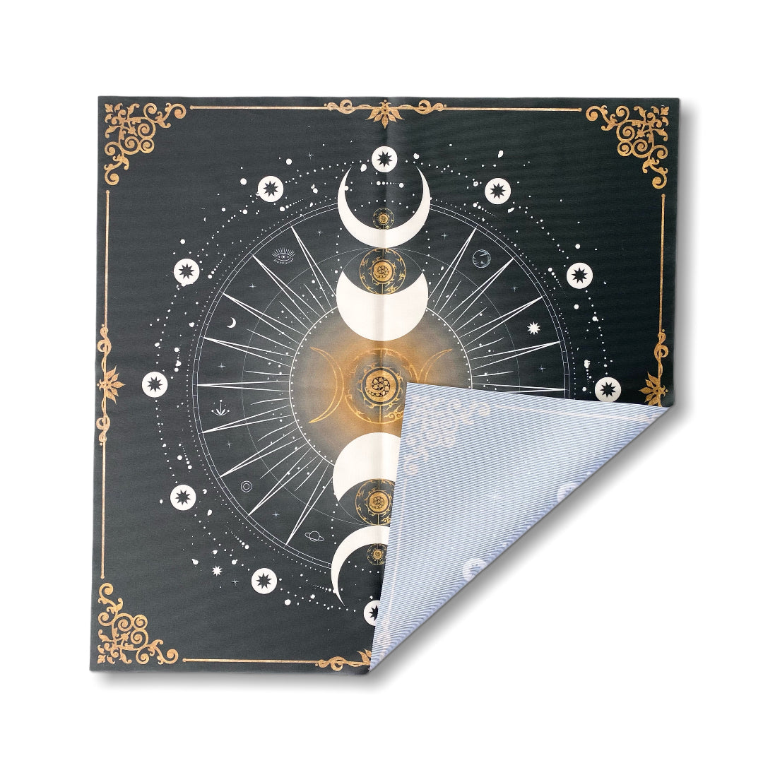 Lenormand / Tapis de Tarot Phase de la Lune Noir / Article de seconde qualité