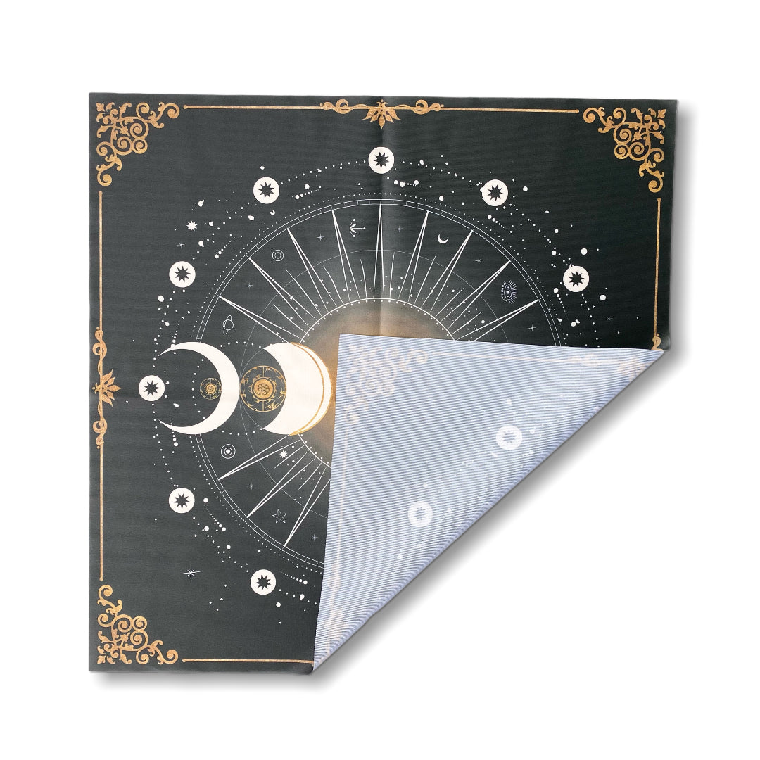 Lenormand / Tapis de Tarot Phase de la Lune Noir / Article de seconde qualité
