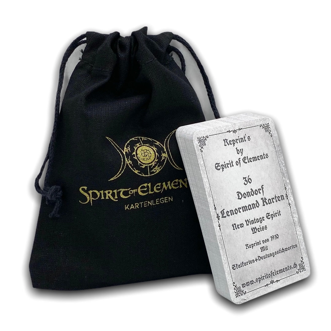 Dondorf Lenormand cards / New Vintage Spirit with interpretive keywords, white-grey, 1910 / B-grade item
