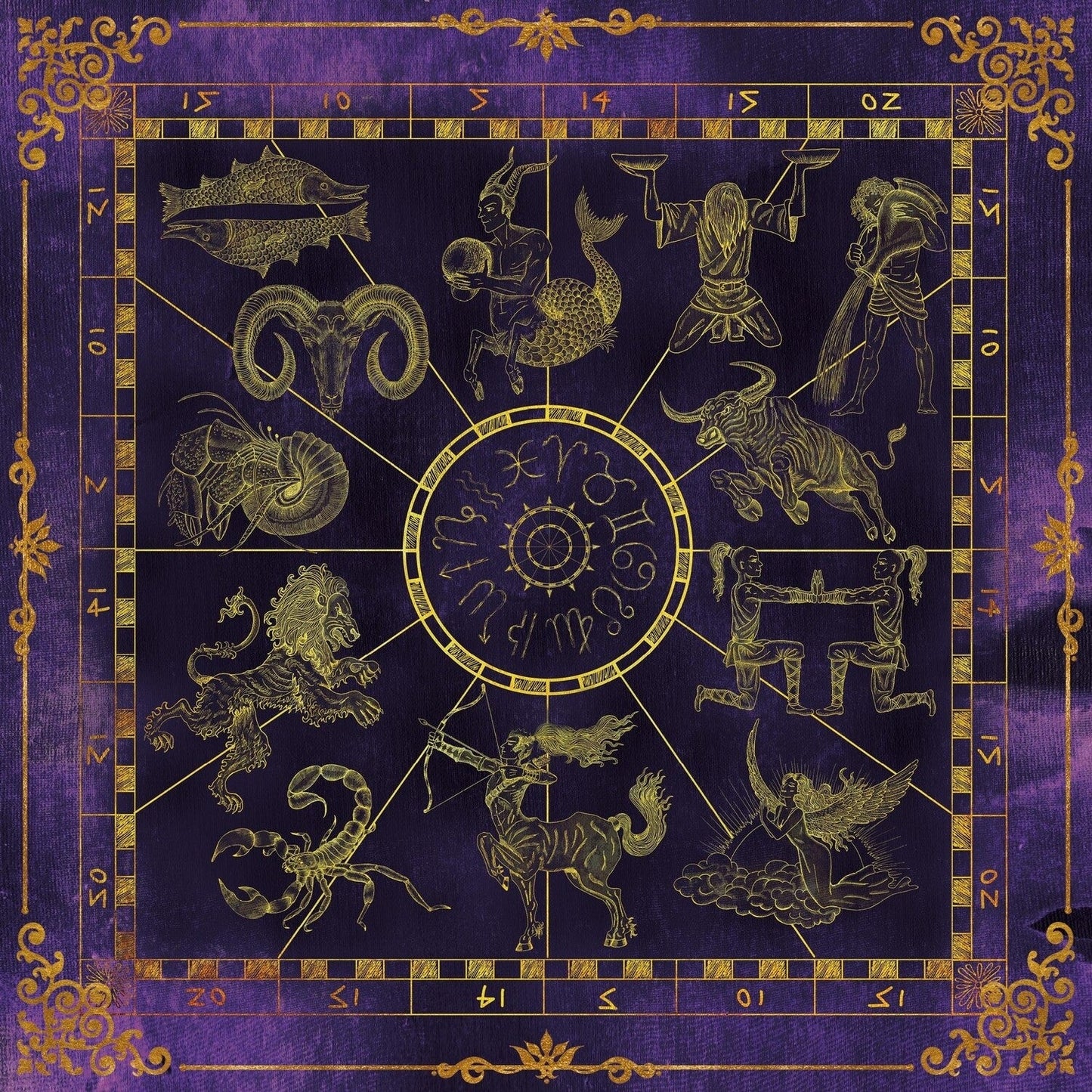 Lenormand / Tarot Tuch Sternzeichen Bilder