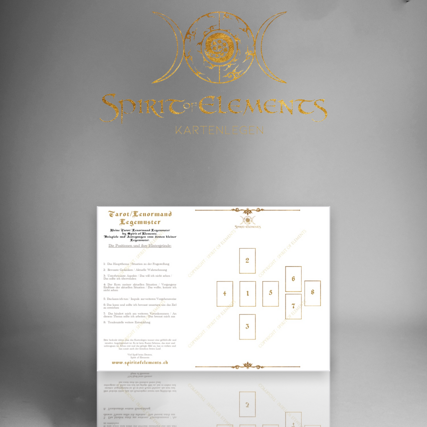 1 Tarot / Lenormand Spread Template / Small Cross Plus / PDF A4 format for download and printing