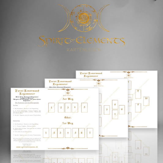 3-piece set of Tarot/Lenormand spread templates / PDF A4 format for download and printing