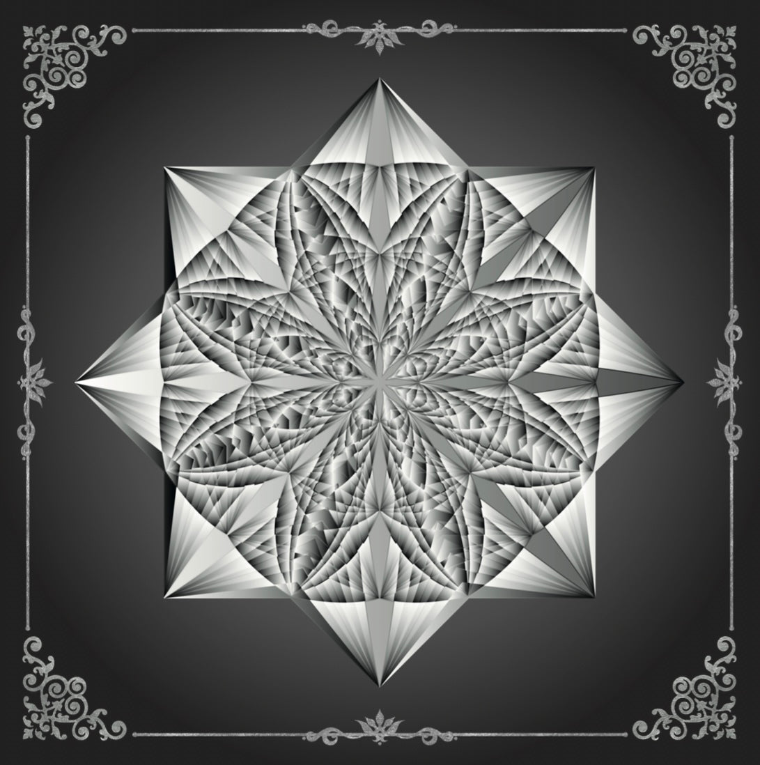 Lenormand & Tarot Cloth / Black-Silver Line Hypnotic