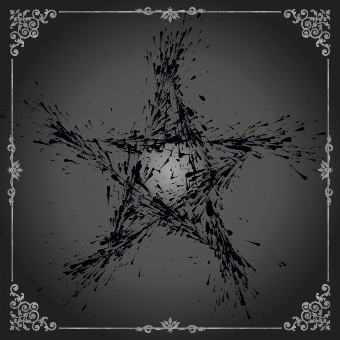 Lenormand & Tarot Cloth / Black-Silver Line Bloody Pentagram