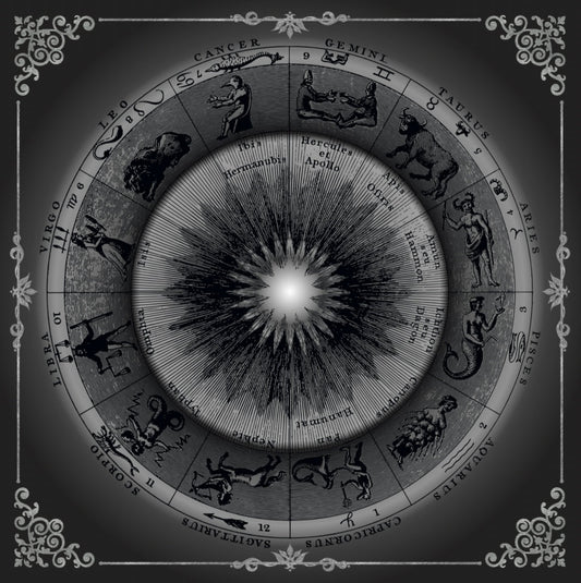 Lenormand & Tarot Tuch / Black-Silver Line Astro Mystic
