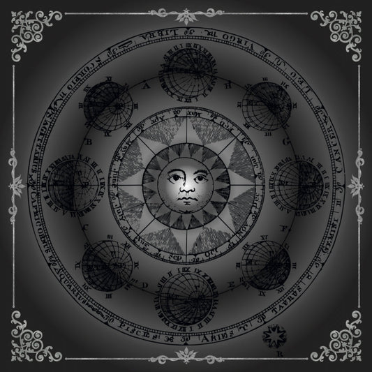 Lenormand & Tarot Tuch / Black-Silver Line Astro Sun