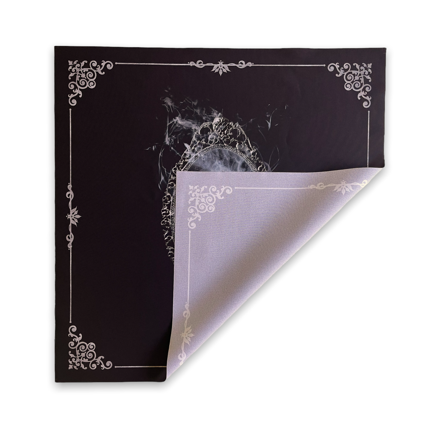 Lenormand & Tarot Cloth / Black-Silver Line Ghost Mirror
