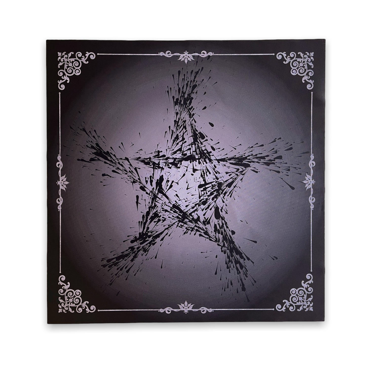 Lenormand & Tarot Cloth / Black-Silver Line Bloody Pentagram