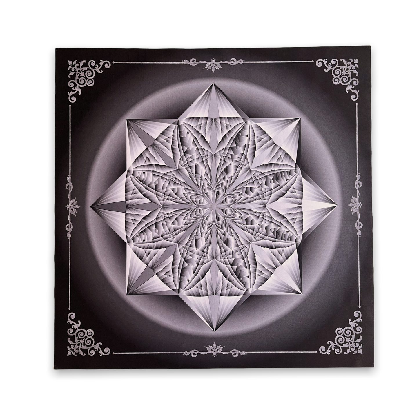 Lenormand & Tarot Cloth / Black-Silver Line Hypnotic