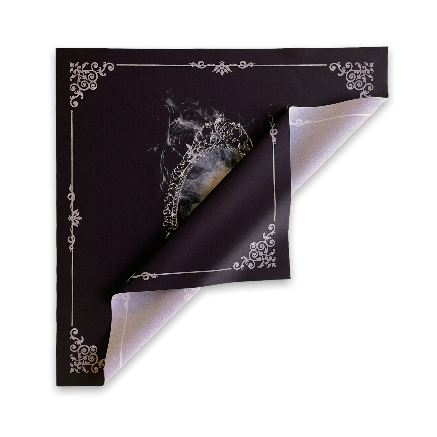 Lenormand & Tarot Cloth / Black-Silver Line Ghost Mirror