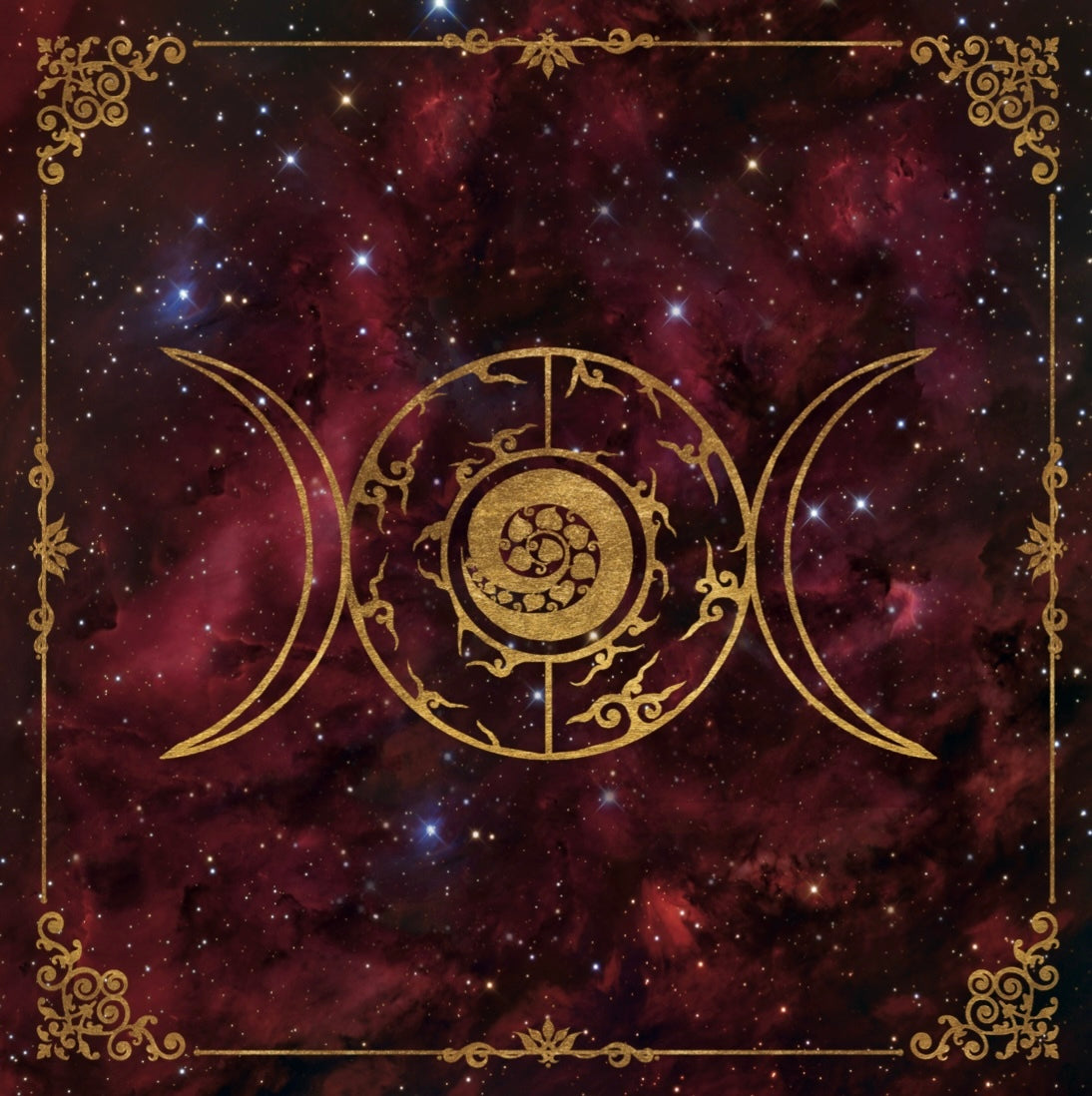 Lenormand / Tarot Cloth Three-Moon Red Stardust
