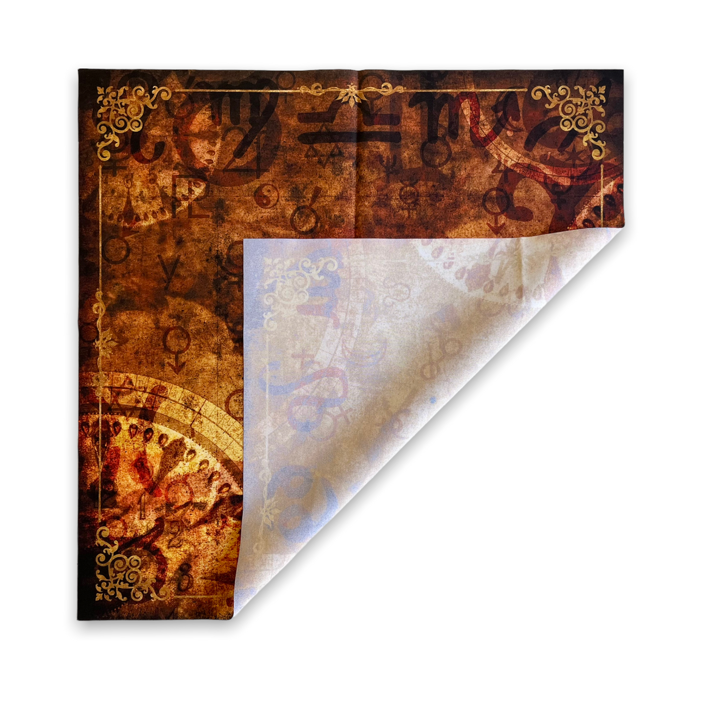 Lenormand / Tarot Tuch Mystic-Clock Sand-Gold