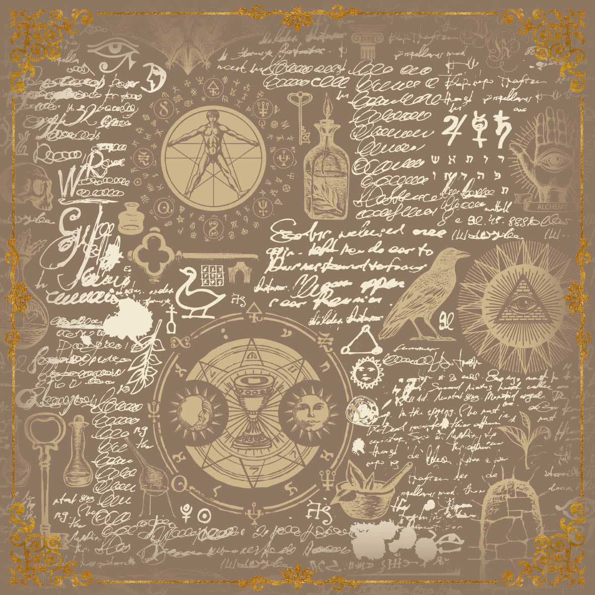 Lenormand / Tarot Tissu Symboles Magiques