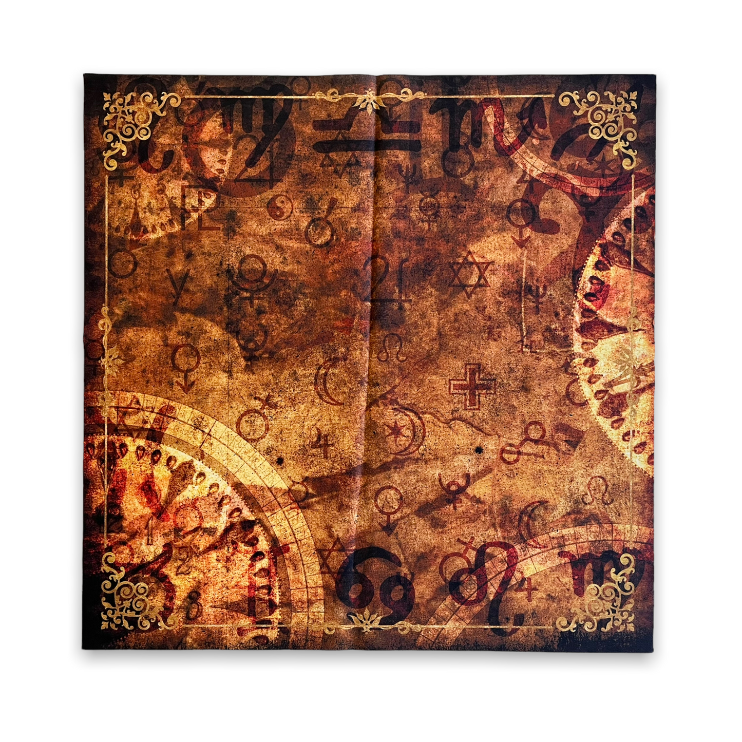 Lenormand / Tarot Tuch Mystic-Clock Sand-Gold