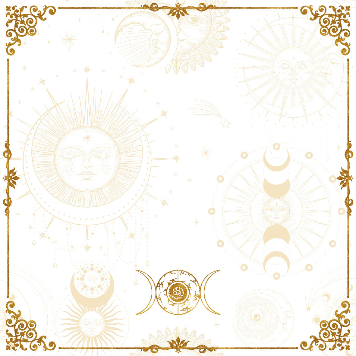 Lenormand / Tarot Tuch Sonne-Mond Symbole
