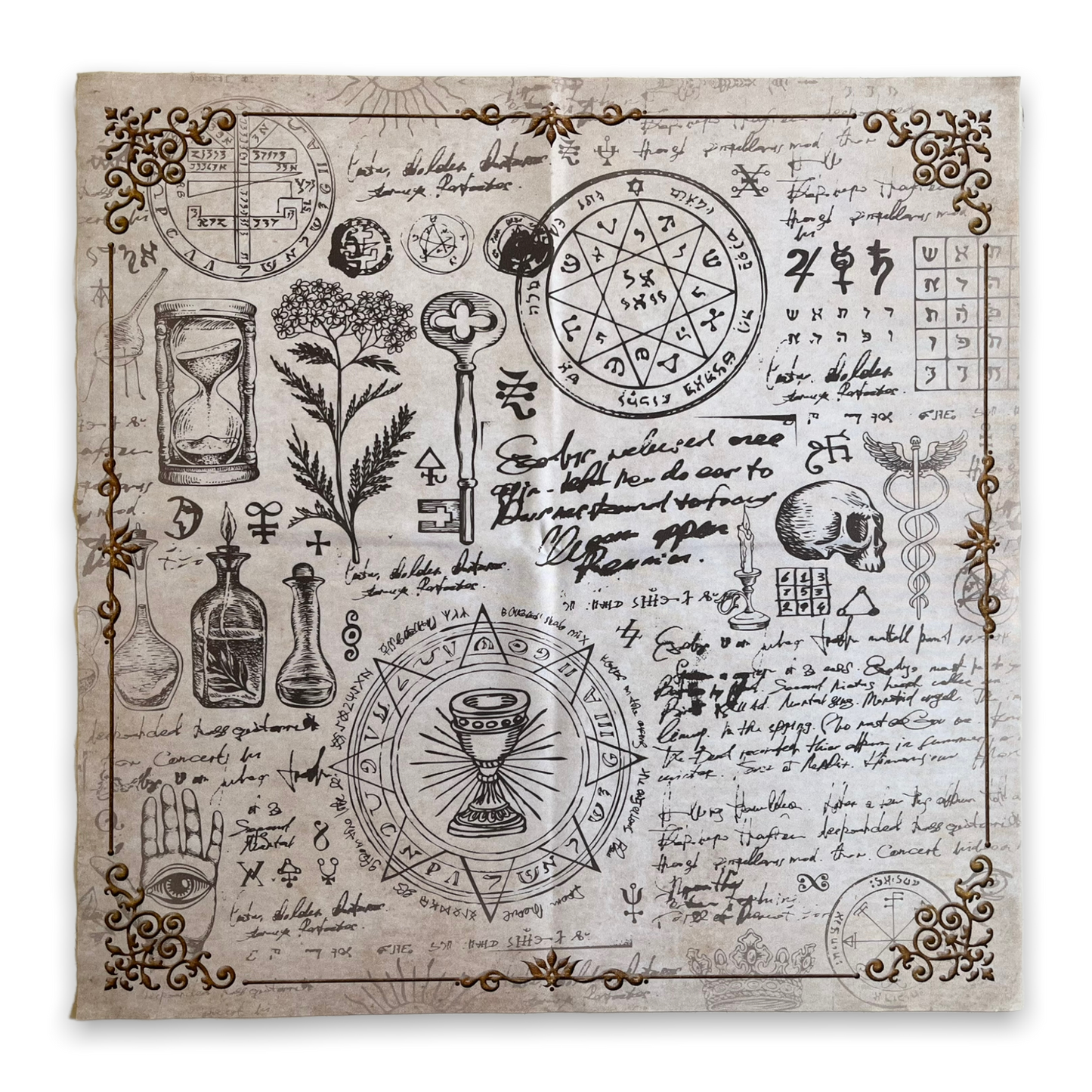 Lenormand / Tarot Cloth Witch's Kitchen 3D Gold Papyrus