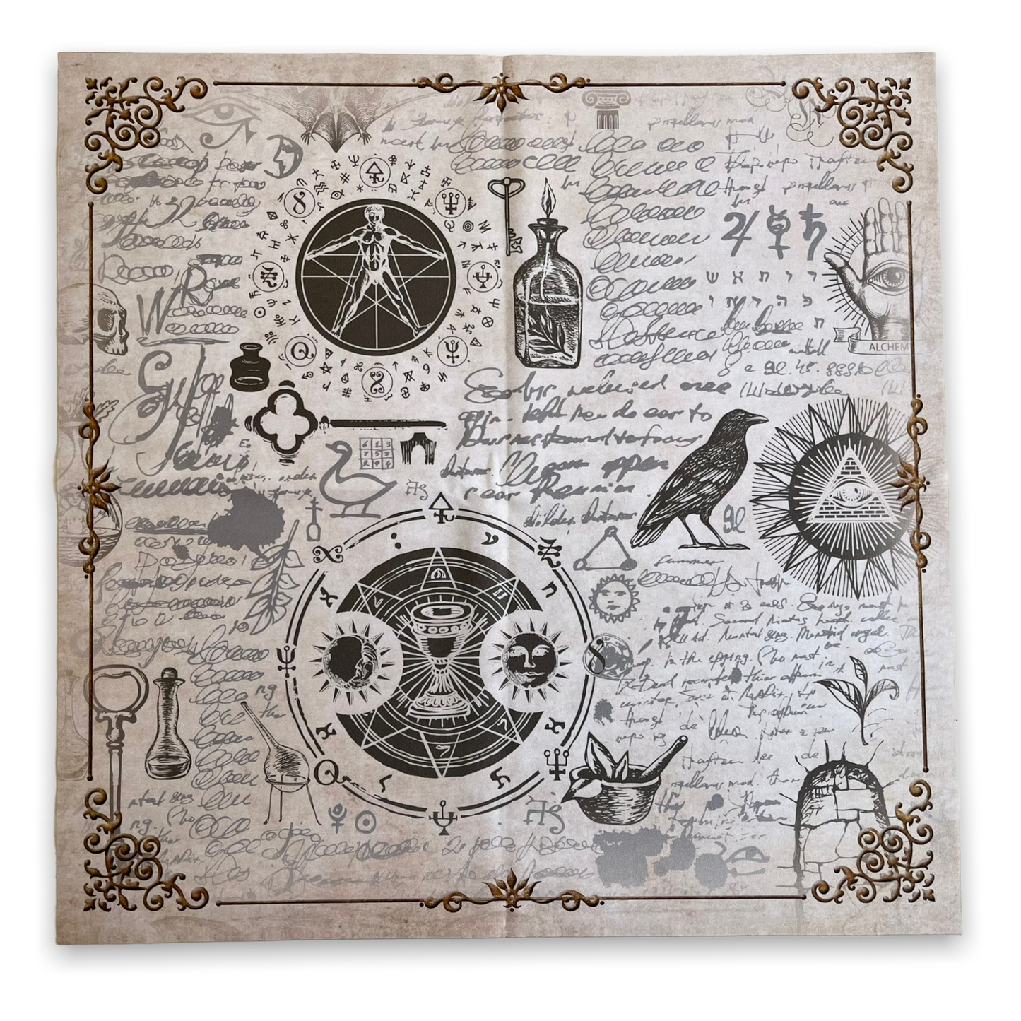 Lenormand / Tarot Cloth Magical Symbols 3D Gold Papyrus