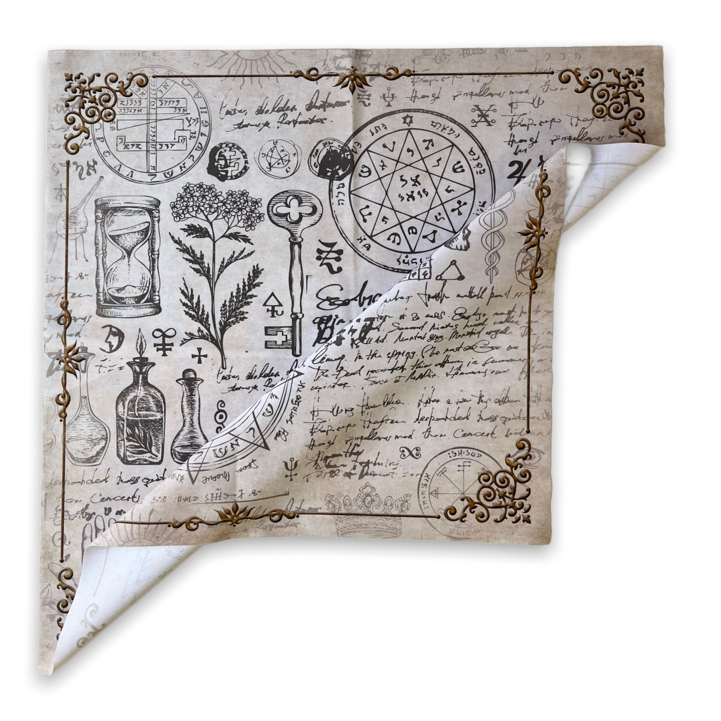 Lenormand / Tarot Cloth Witch's Kitchen 3D Gold Papyrus