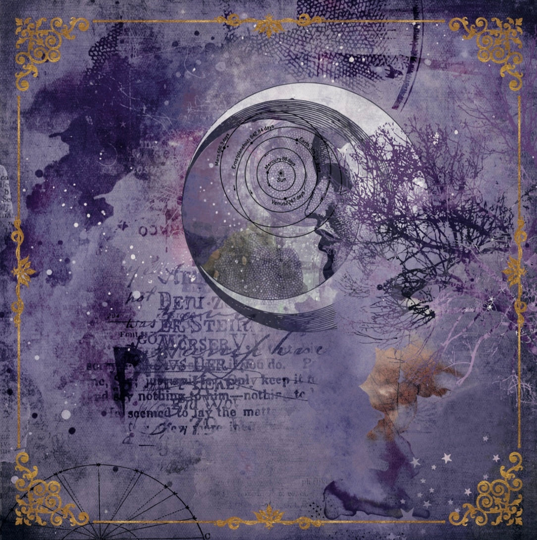 Lenormand & Tarot Cloth / Moon Watercolor