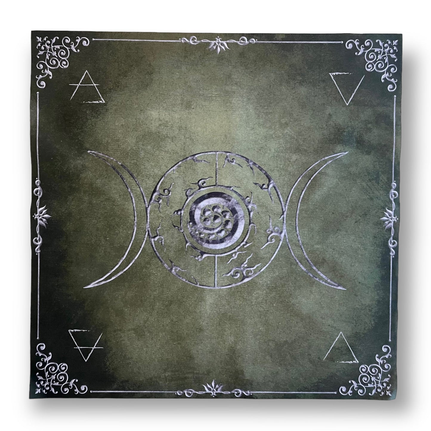 Tarot & Lenormand Tuch / Witch Elements Dreiermond Green