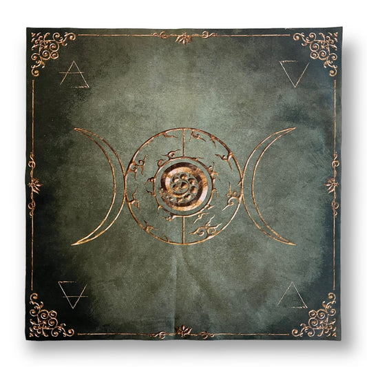 Tarot & Lenormand Tuch / Witch Elements Dreiermond Green