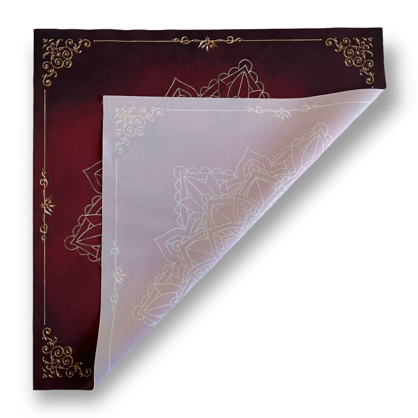 Tissu de tarot / Éléments de mandala dorés rouges antiques
