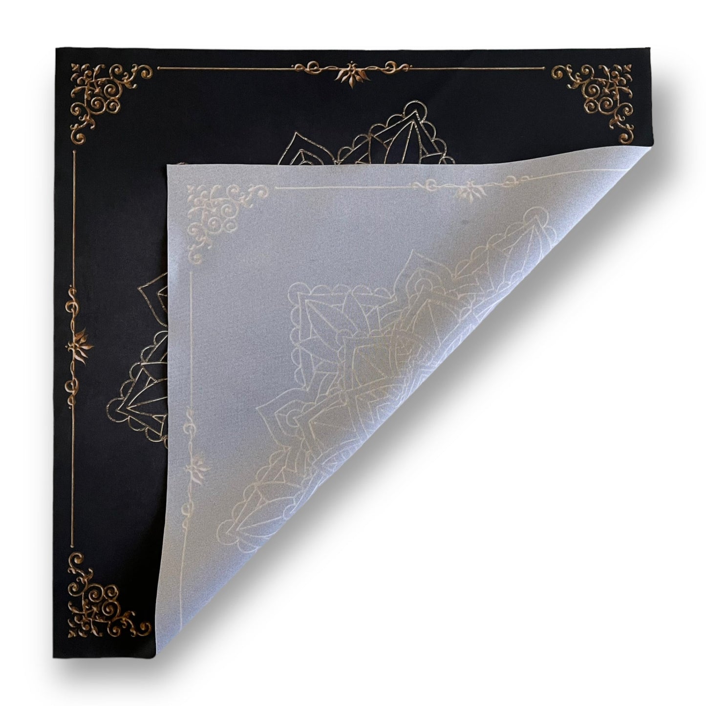 Tissu de tarot / Éléments de mandala doré noir antique
