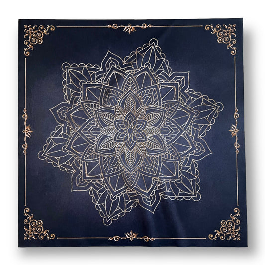 Tissu de tarot / Éléments de mandala doré noir antique