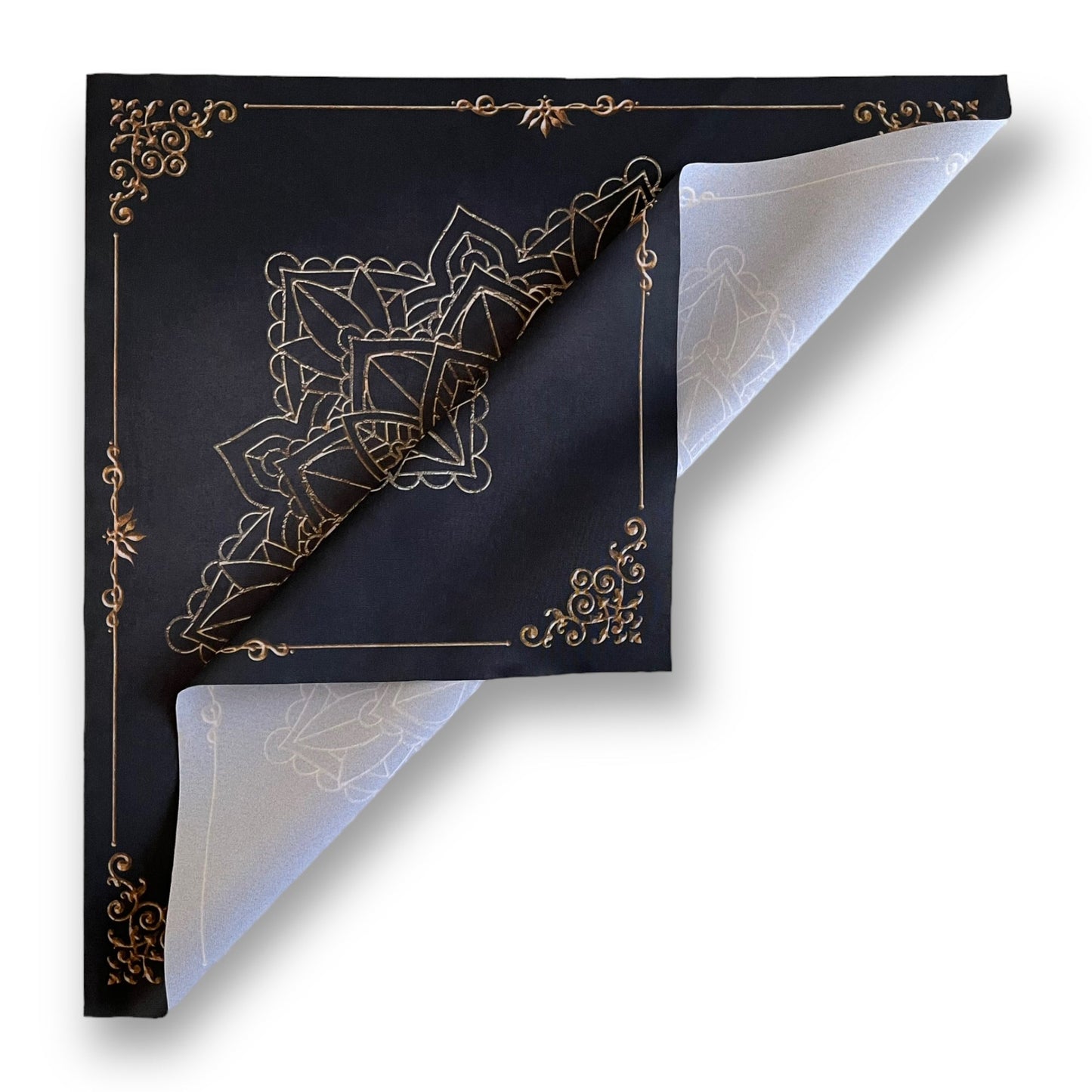 Tissu de tarot / Éléments de mandala doré noir antique