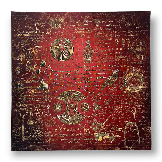 Lenormand / Tarot Tuch Alchemy Antique Red