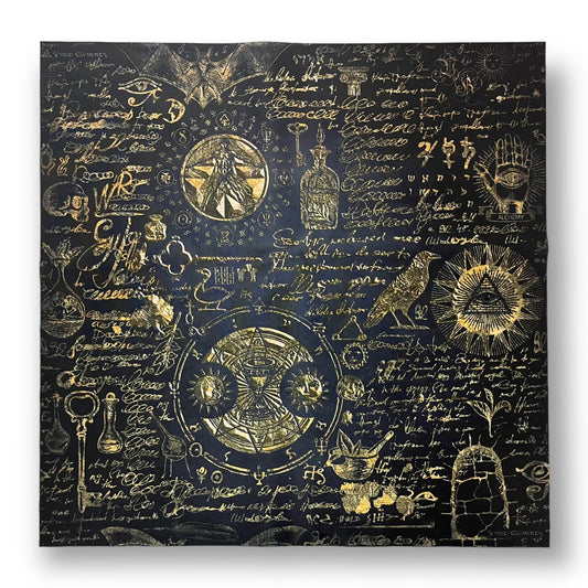 Lenormand / Tarot Tuch Alchemy Antique Black