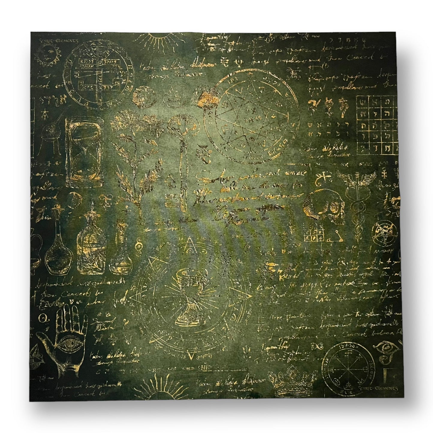 Lenormand / Tarot Tuch Hexenküche Elements Antique Green
