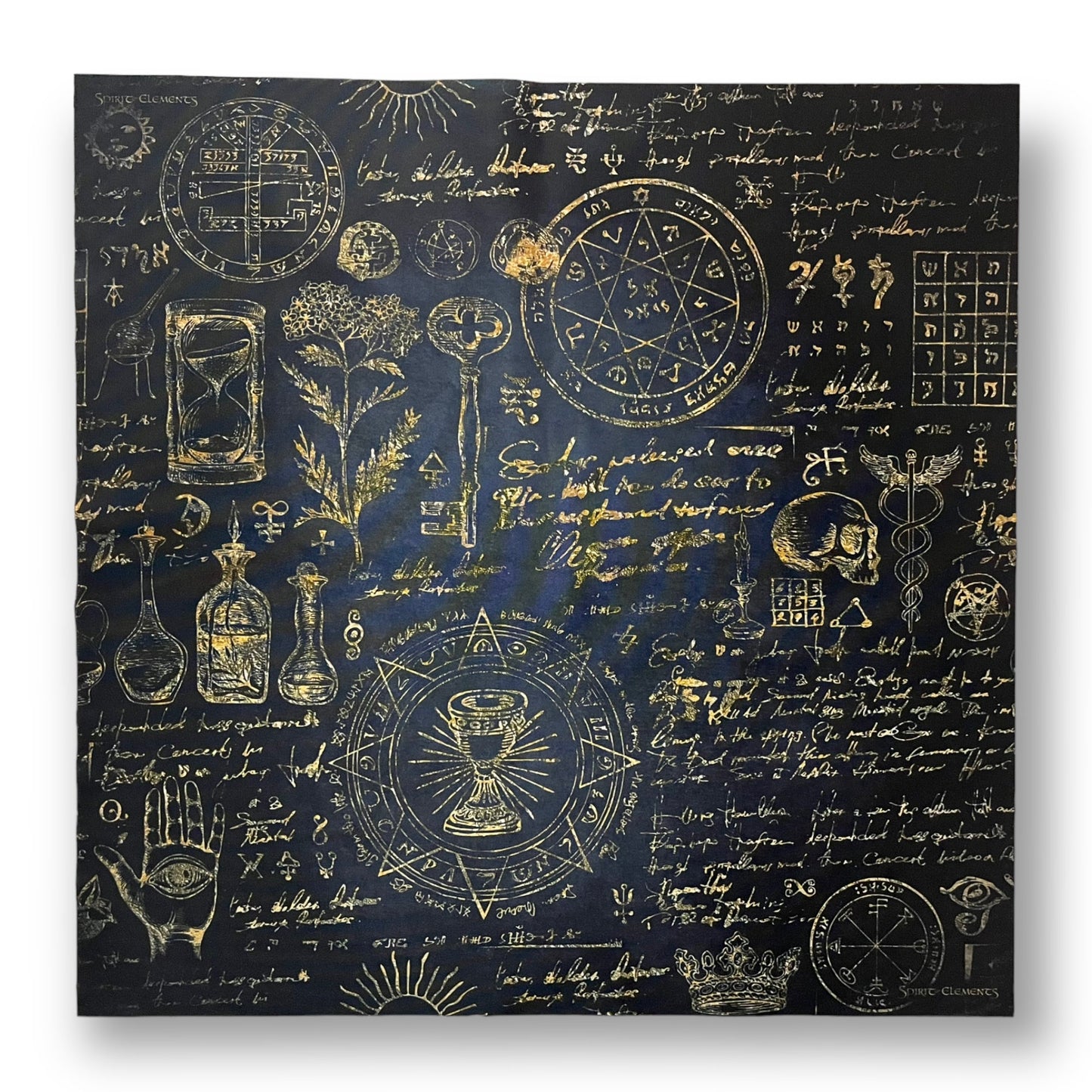 Lenormand / Tarot Tuch Hexenküche Elements Antique Black