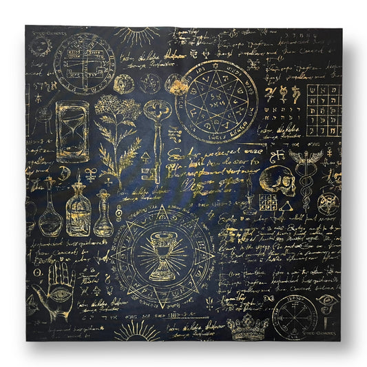 Lenormand / Tarot Tuch Hexenküche Elements Antique Black