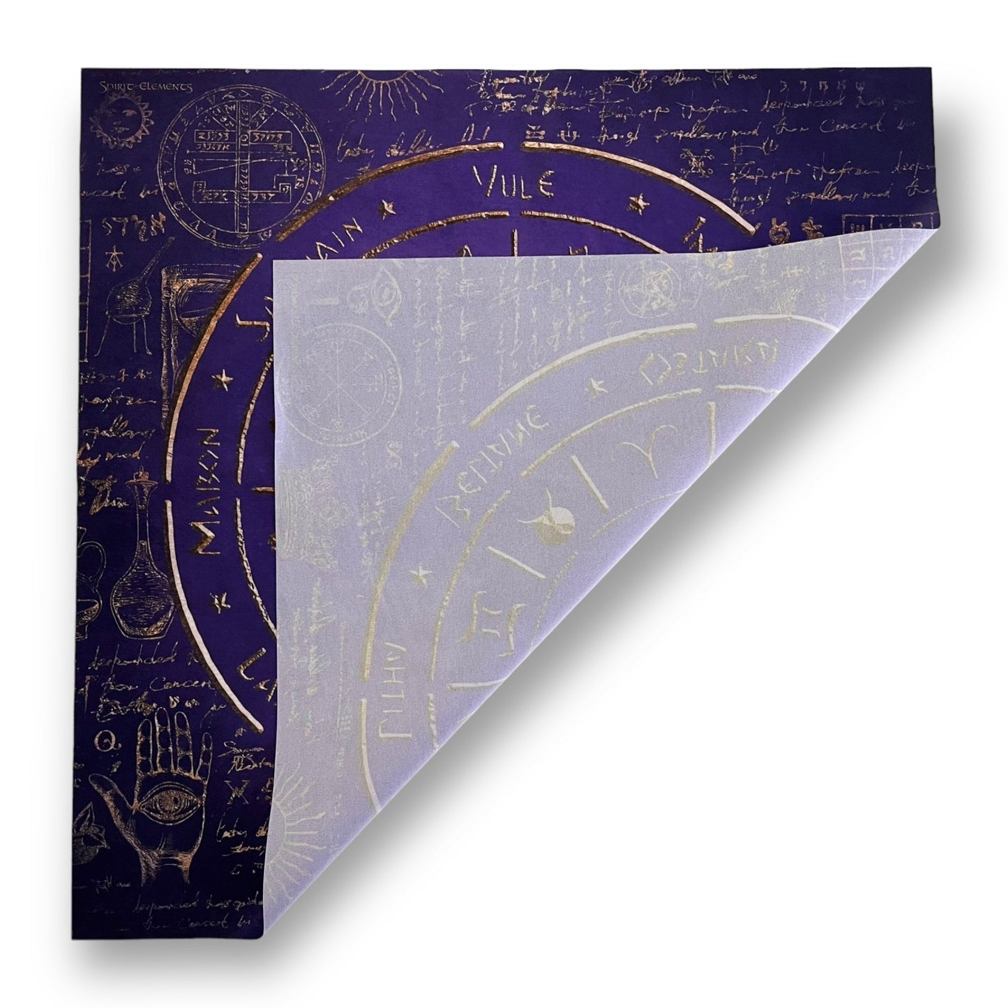 Lenormand / Tarot / Nappe d'autel Roue de l'Année Éléments Violet Antique