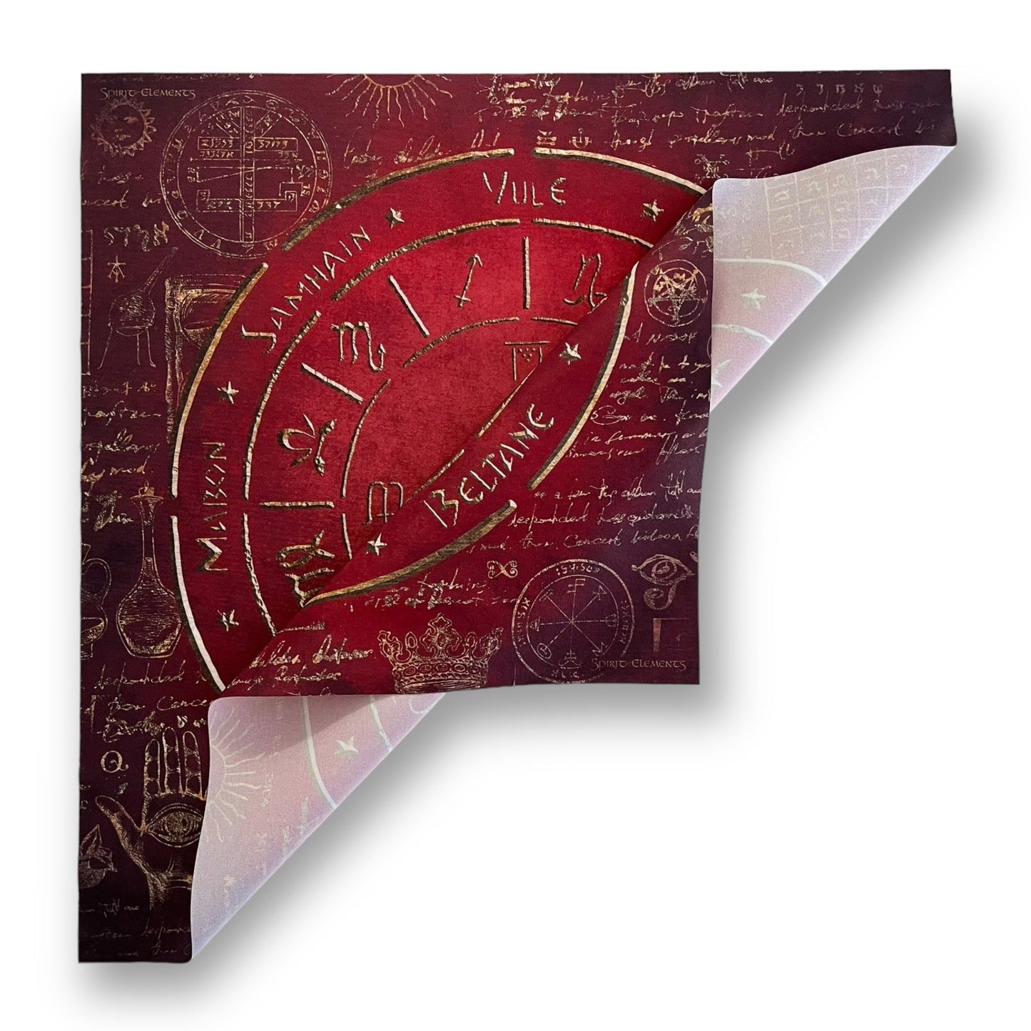 Lenormand / Tarot / Altar Cloth Wheel of the Year Elements Antique Red