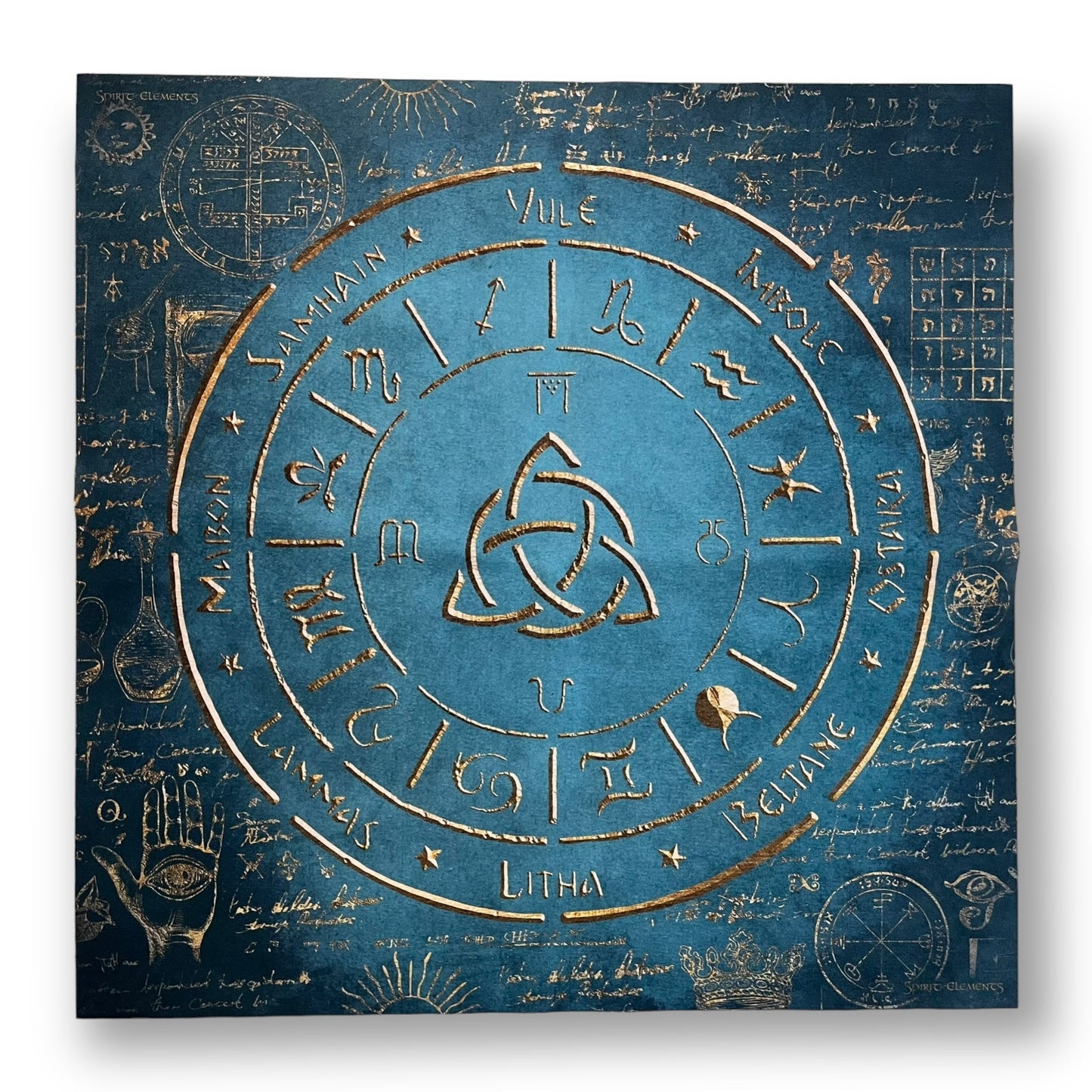 Lenormand / Tarot / Altar Cloth Wheel of the Year Elements Antique Ocean