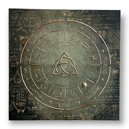 Lenormand / Tarot / Altar Tuch Jahreskreis Elements Antique Green