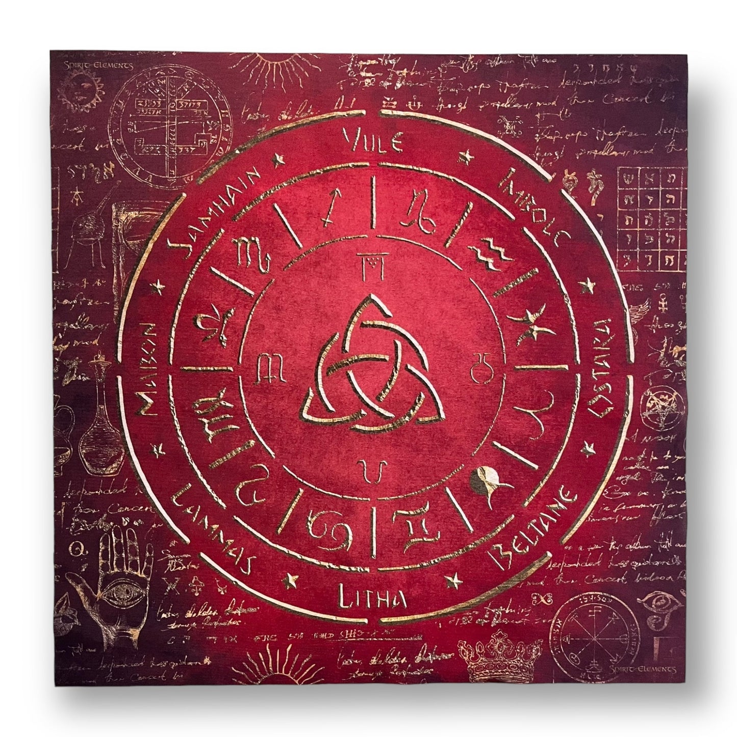 Lenormand / Tarot / Altar Cloth Wheel of the Year Elements Antique Red