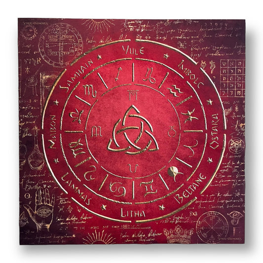 Lenormand / Tarot / Altar Tuch Jahreskreis Elements Antique Red