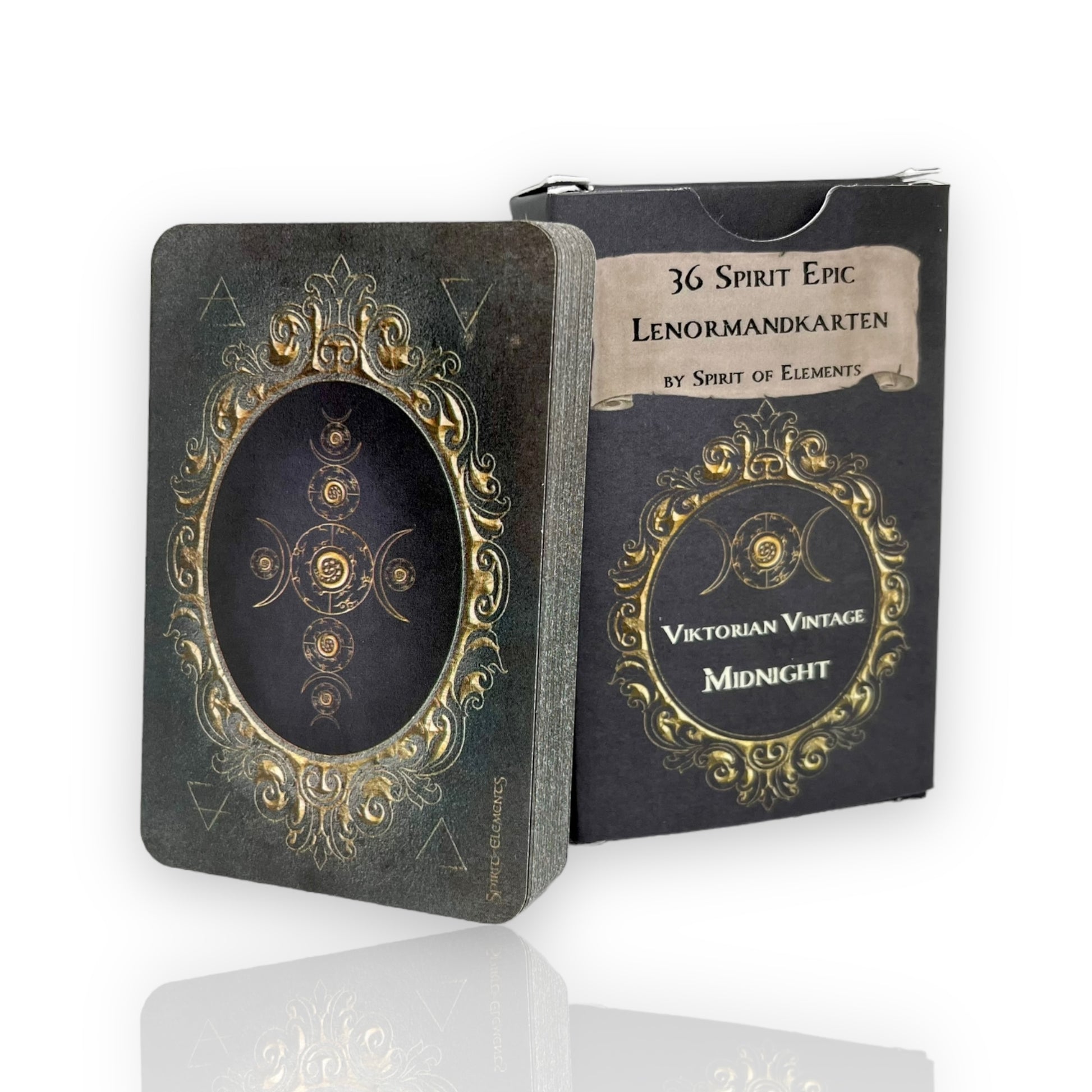 Lenormandkarten Epic Viktorian Vintage Witch Midnight Rückseite & Box