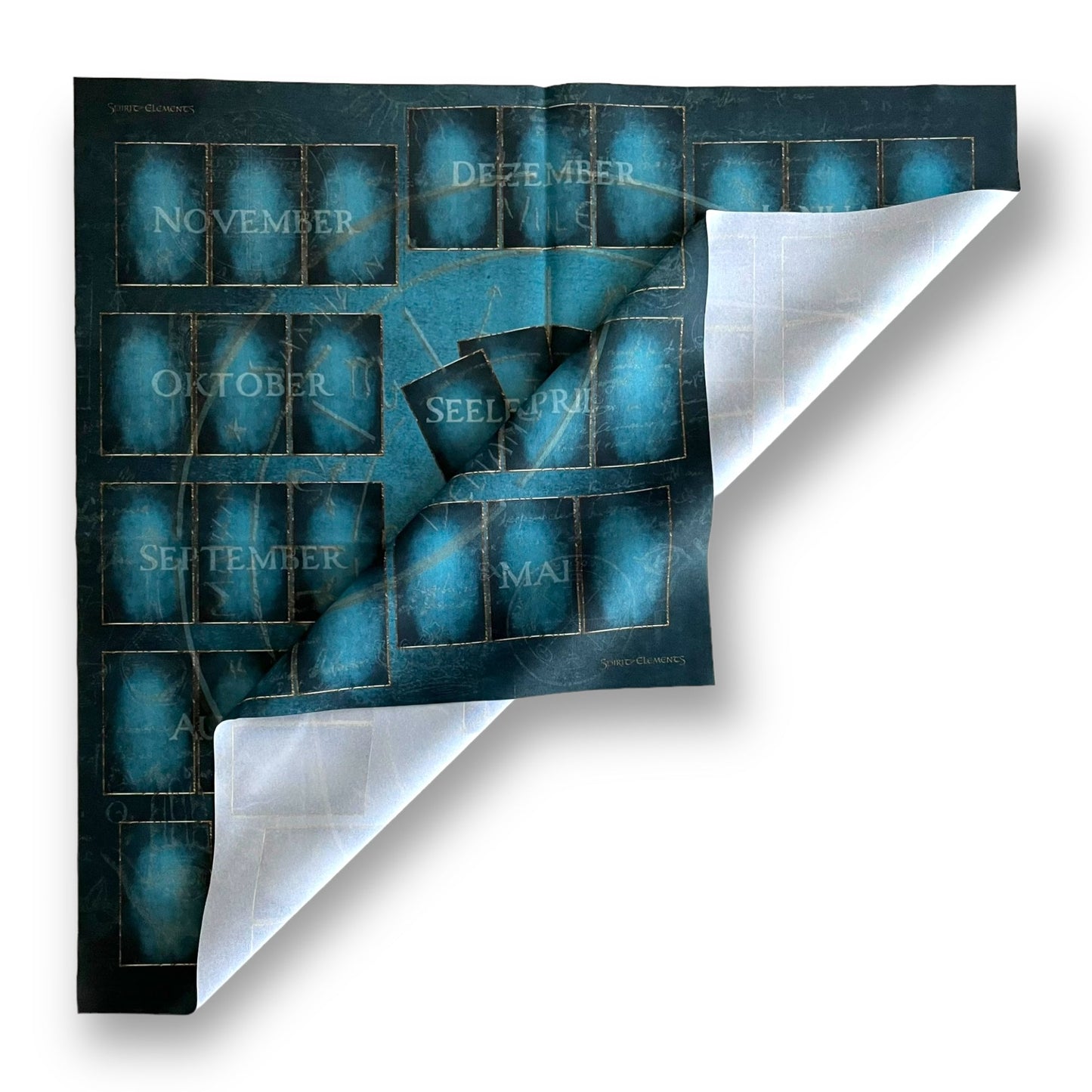 Tapis de jeu de Tarot/Lenormand, calendrier annuel 60x60 cm / Rêve Océanique