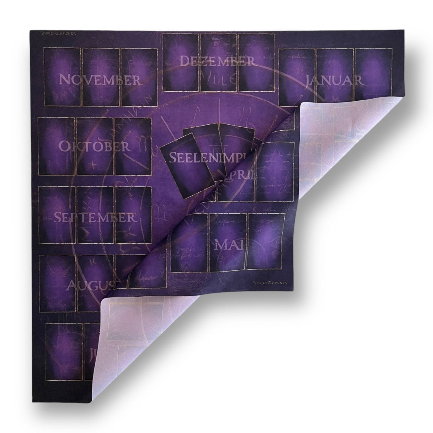 Tapis de jeu de Tarot/Lenormand, calendrier annuel 60x60 cm / Esprit de l'âme
