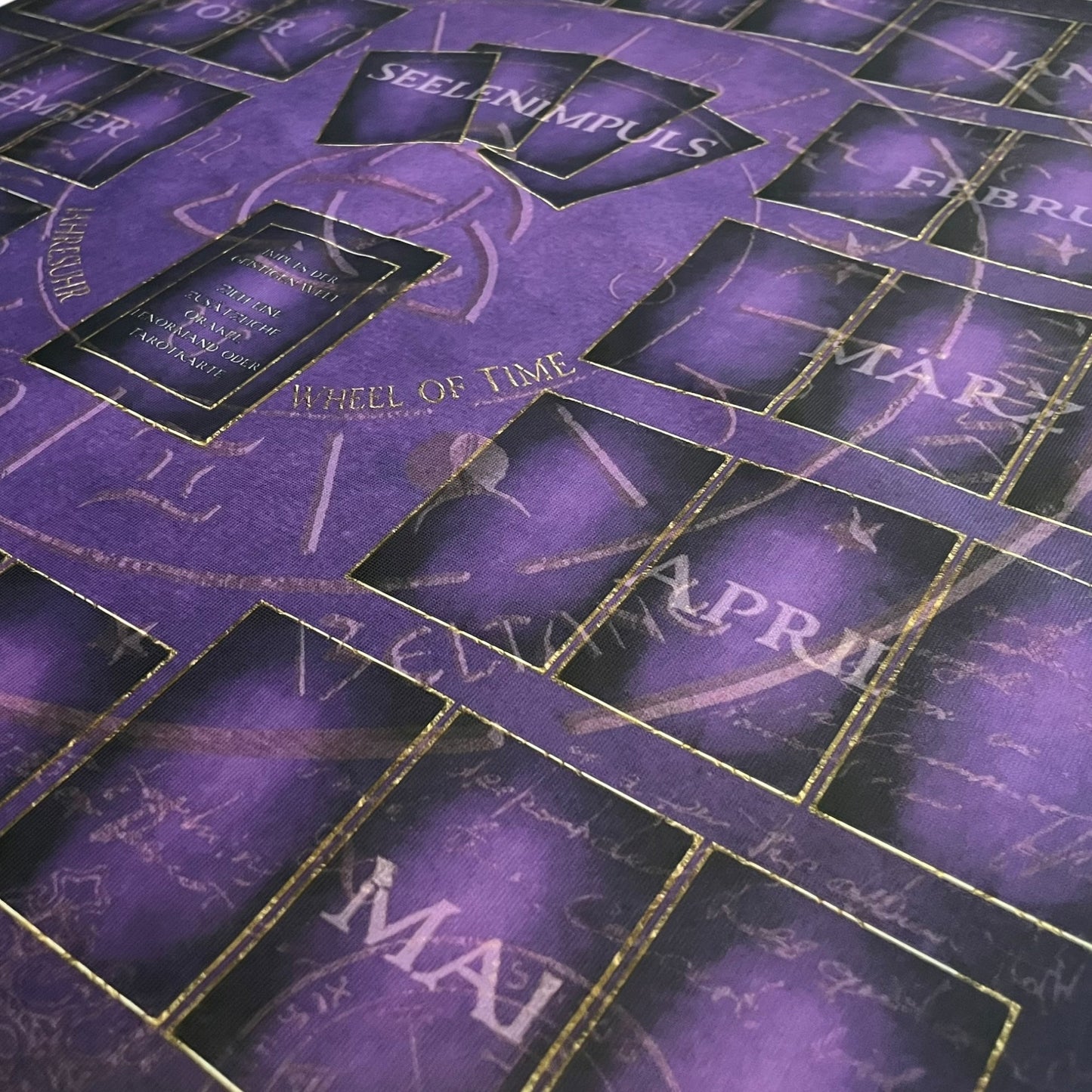 Tapis de jeu de Tarot/Lenormand, calendrier annuel 60x60 cm / Esprit de l'âme