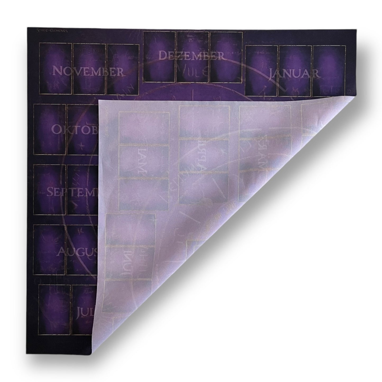 Tapis de jeu de Tarot/Lenormand, calendrier annuel 60x60 cm / Esprit de l'âme